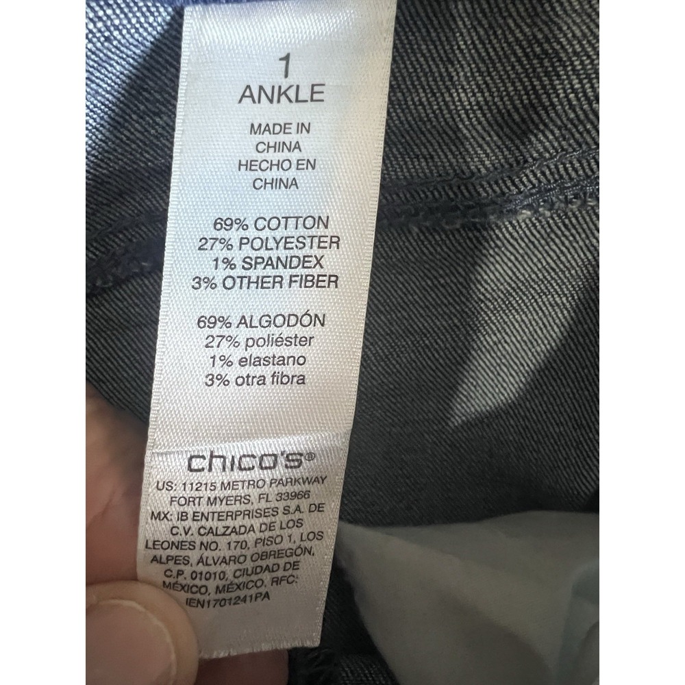 Chico's 1 Womens US Medium Girlfriend Slim‎ Leg Ankle Jeans Perfect Stretch Blue - Picture 8 of 8